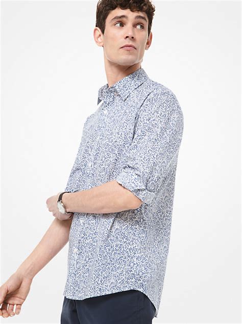 slim-fit botanical-print cotton shirt michael kors|Slim.